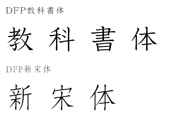 教科書体・新宋体見本